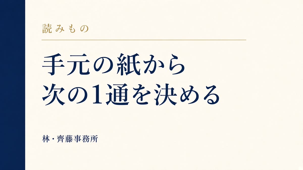 手元の紙から。次の1通を決める